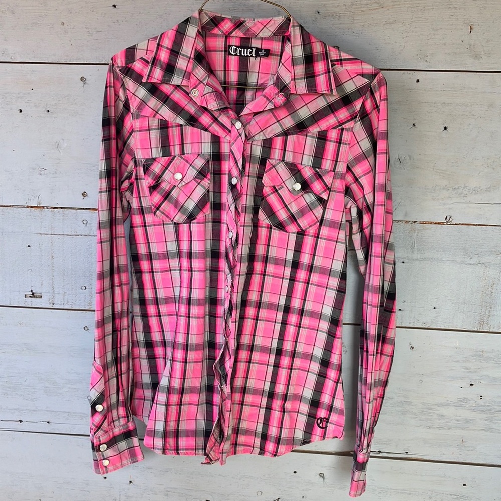 Women’s small, cruel girl, long sleeve, pearl snap shirt
